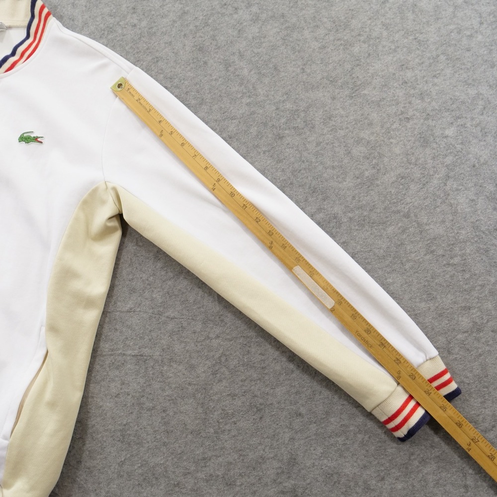 Lacoste Track Jacket Mens Extra Large White Beige Crocodile Logo Full Zip - Picture 8 of 11